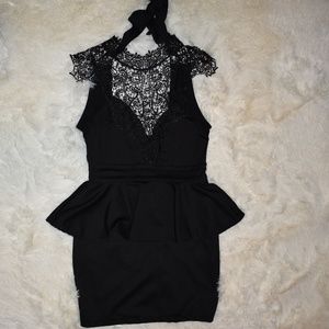 Sexy Mini Black Peplum Dress